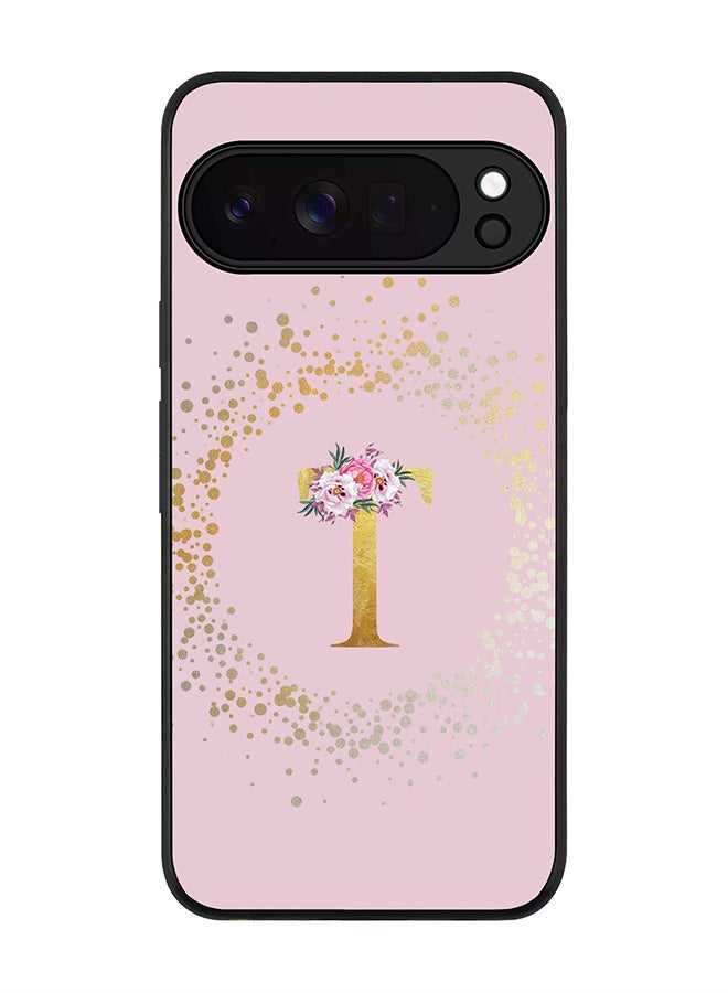 For Google Pixel 10 Pro XL Case,Slim fit Camera Protection, Shockproof Thin Phone cover  - Custom Monogram Floral - T  (Pink )